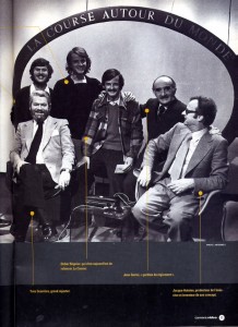 © Antenne 2. Debout, à gauche, Philippe De Dieuleveult, au centre avec la moustache, Didier Régnier et assis derrière lui… Jérôme Bony. Assis à droite, Jacques Antoine.
